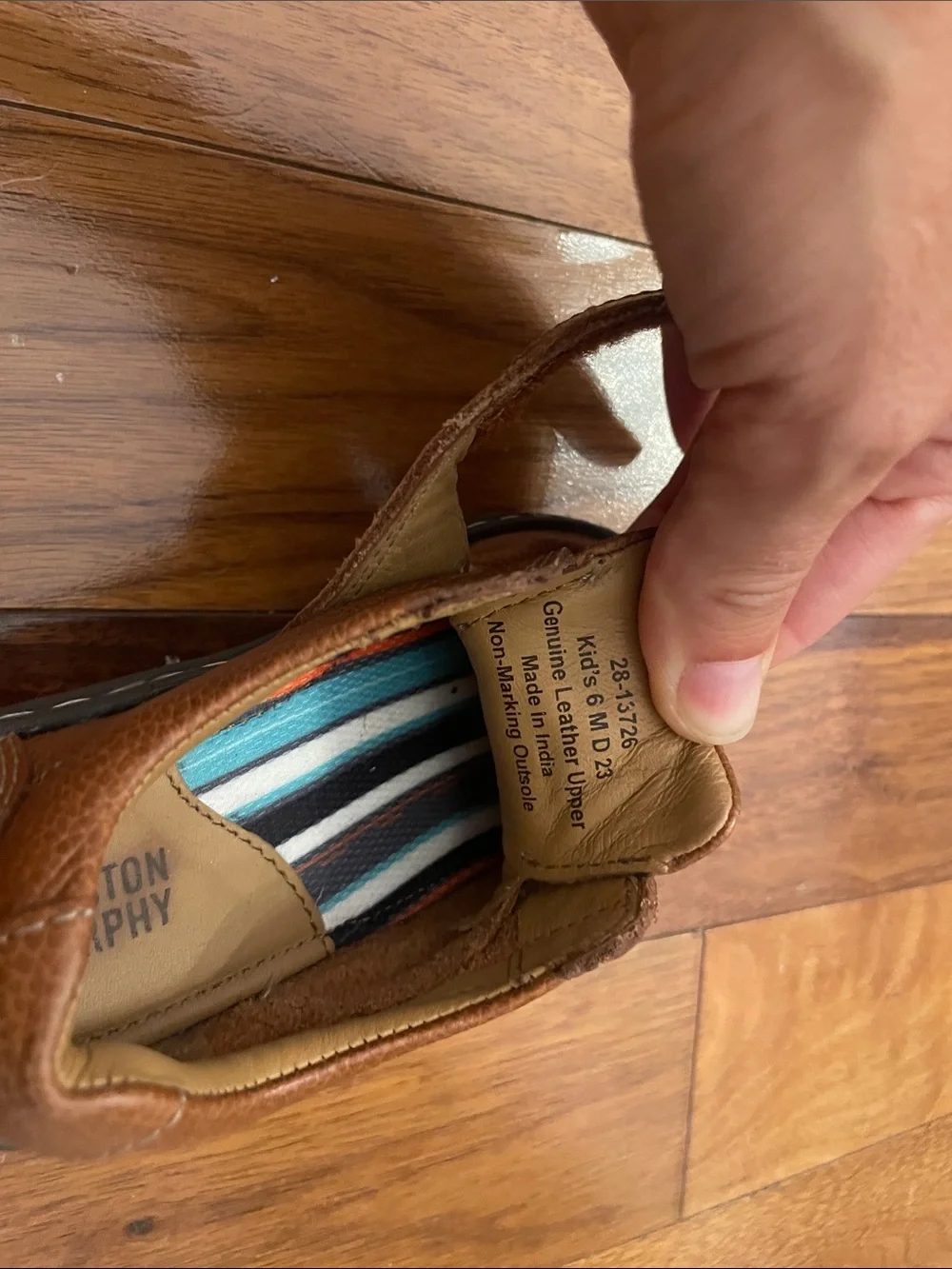 Johnston & Murphy Toddler Brown Leather Velcro Shoes